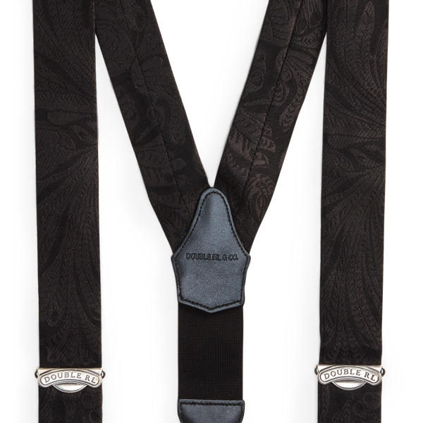 Black Floral Silk-Blend Jacquard Braces RRL 2