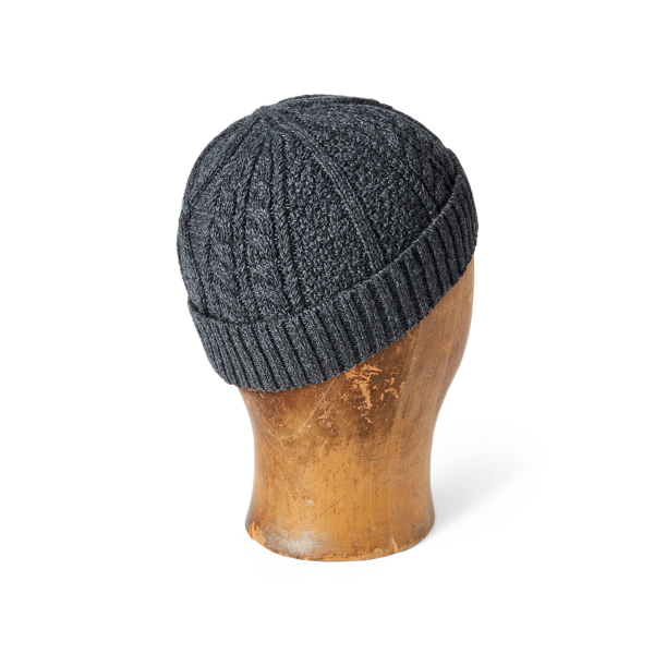 Charcoal Heather Aran-Knit Wool Watch Cap RRL 2