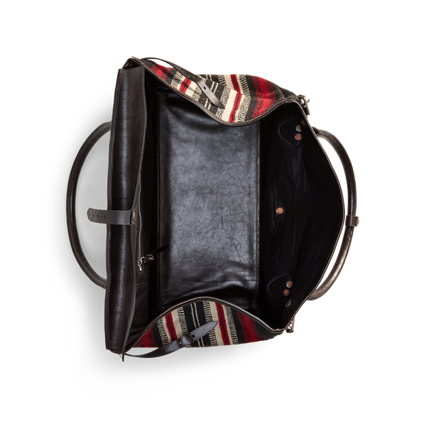 Black/Red/Cream Multi Handwoven Jacquard &amp; Leather Bag RRL 4