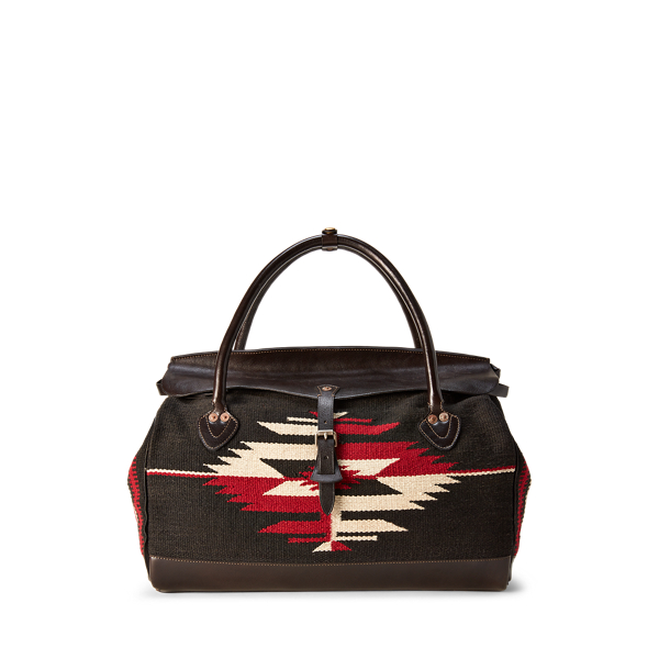 Handwoven Jacquard & Leather Bag