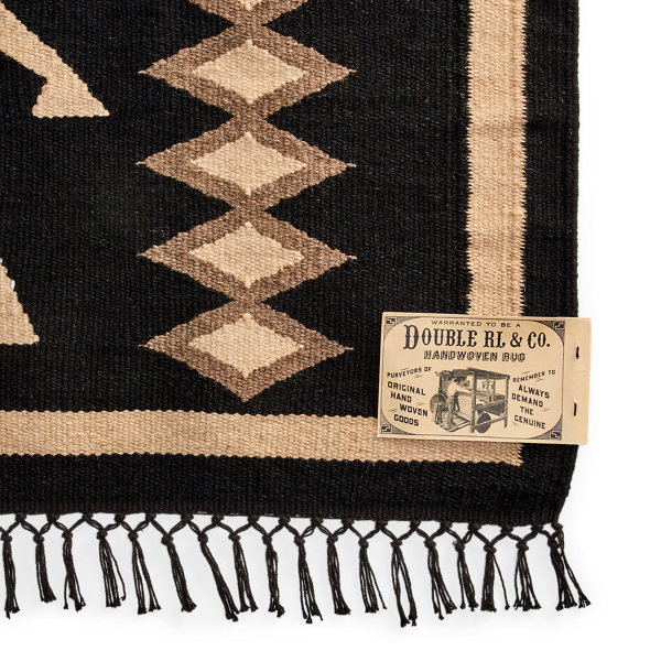 Black/Cream Handwoven Jacquard Rug RRL 2