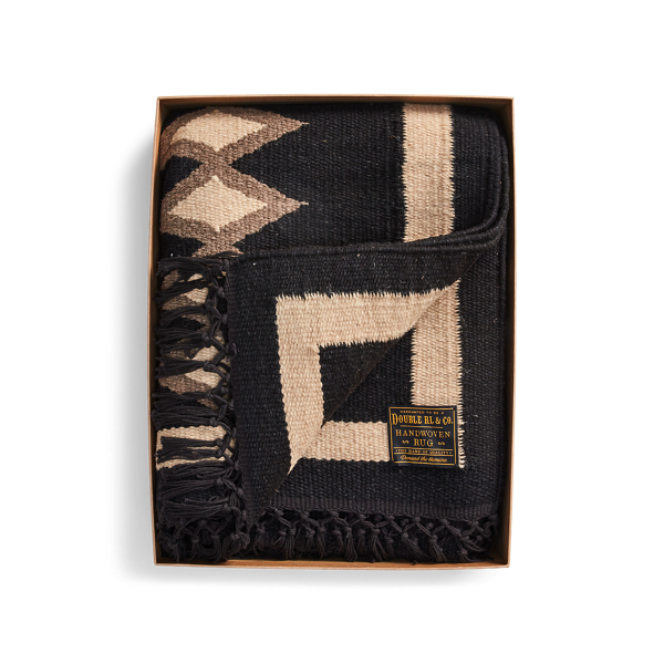 Black/Cream Handwoven Jacquard Rug RRL 4