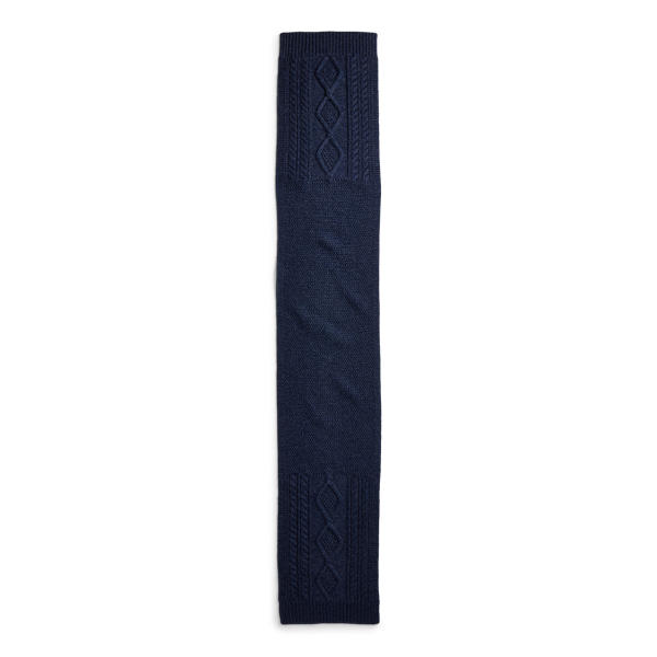 Navy Heather Aran-Knit Wool Scarf RRL 4