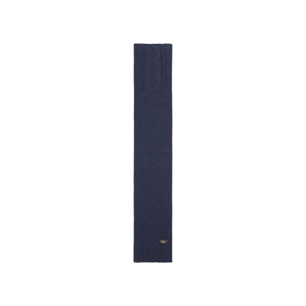 Navy Heather Aran-Knit Wool Scarf RRL 3