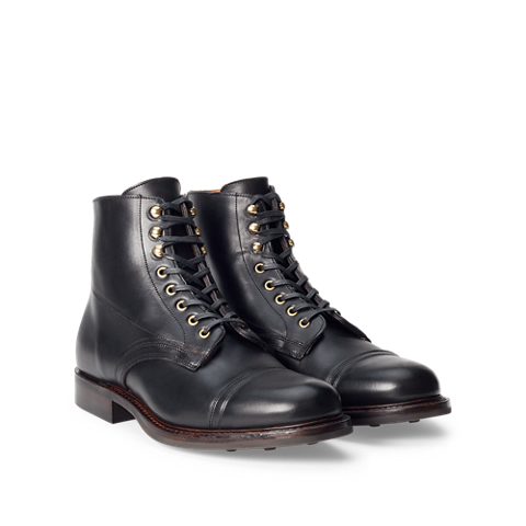 Мужские ботинки Ralph Lauren Hand-Burnished Leather, цвет: Чёрный