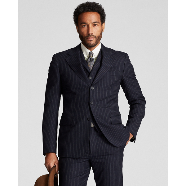 Navy/White Pinstripe Wool Suit Jacket RRL 3