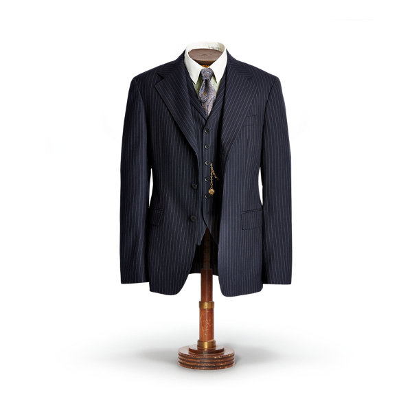 Navy/White Pinstripe Wool Suit Jacket RRL 2