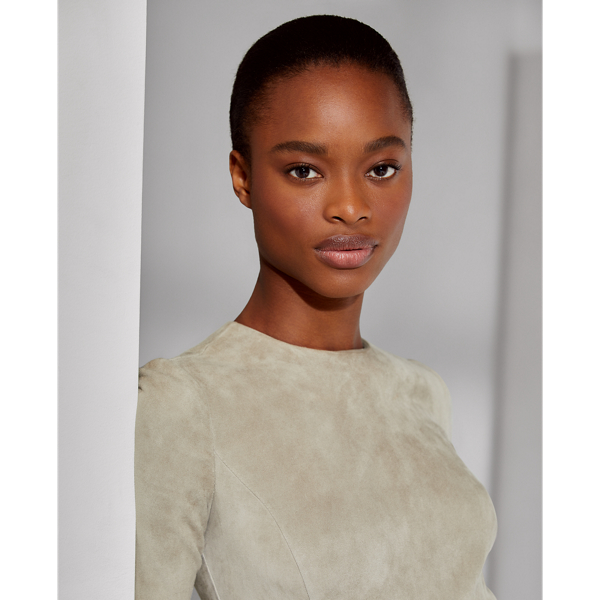 Grey Kimberly Stretch Suede Dress Ralph Lauren Collection 4