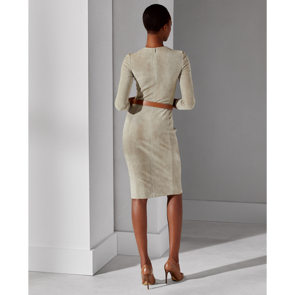 Grey Kimberly Stretch Suede Dress Ralph Lauren Collection 5