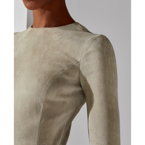 Grey Kimberly Stretch Suede Dress Ralph Lauren Collection 6