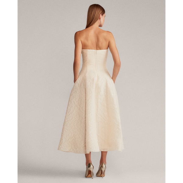 Fern Ruched Organza Dress Ralph Lauren Collection in White 6