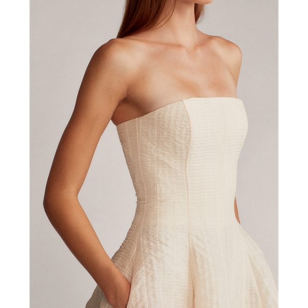 Fern Ruched Organza Dress Ralph Lauren Collection in White 7