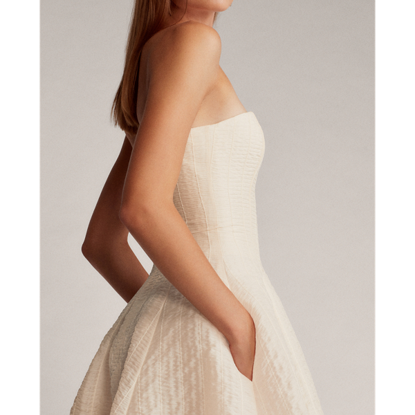 Fern Ruched Organza Dress Ralph Lauren Collection in White 8