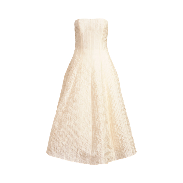 Fern Ruched Organza Dress Ralph Lauren Collection in White 2