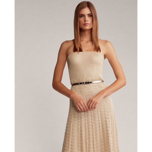 Pointelle Cocktail Dress Ralph Lauren Collection em Natural 4