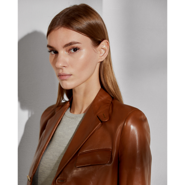 Toffee Isabel Lambskin Hacking Jacket Ralph Lauren Collection 6