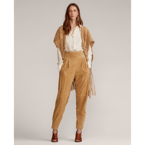 Beige Krystie Leather Macrame Poncho Ralph Lauren Collection 4