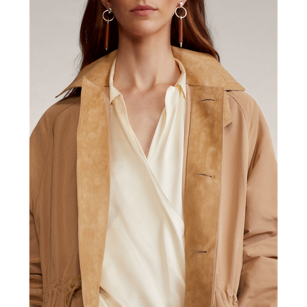 Cream Brecklin Suede-Trim Balmacaan Ralph Lauren Collection 8