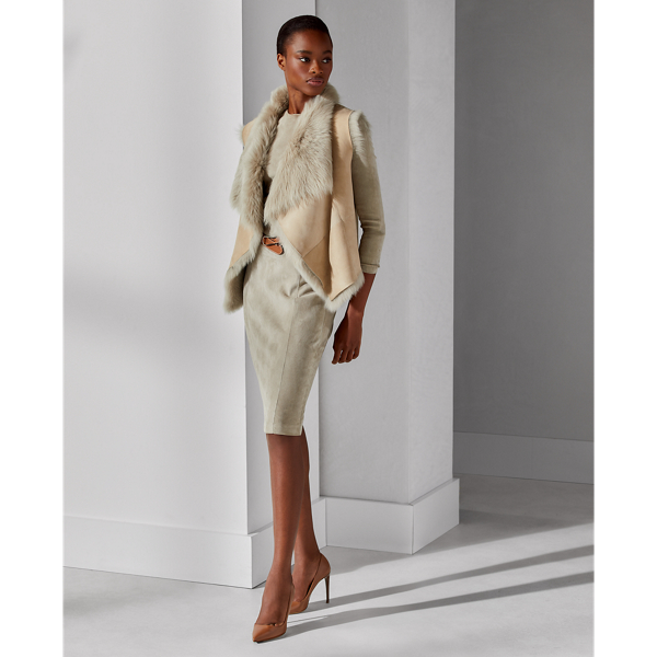 Taupe Cassie Shearling Vest Ralph Lauren Collection 4