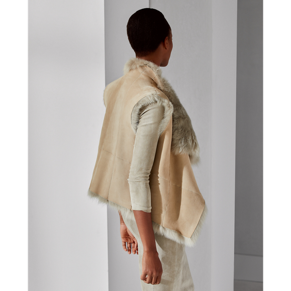 Taupe Cassie Shearling Vest Ralph Lauren Collection 5