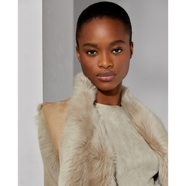Taupe Cassie Shearling Vest Ralph Lauren Collection 6