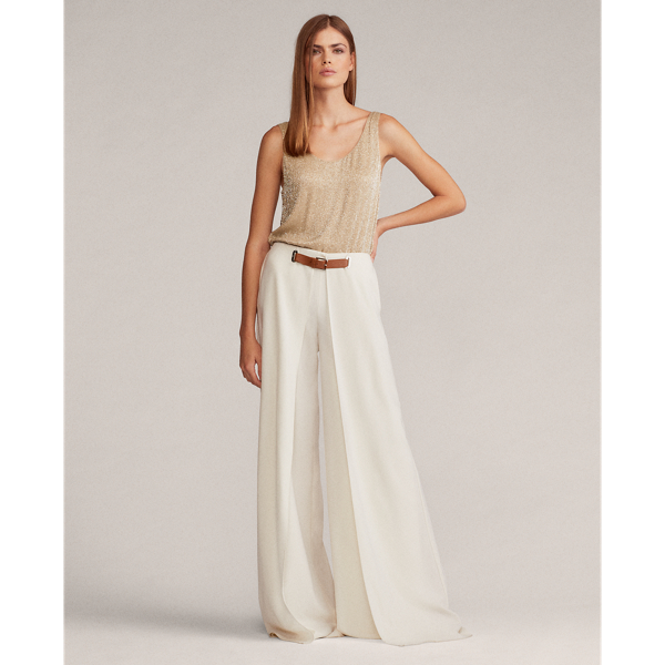 Chy Embellished Silk Tank Ralph Lauren Collection em Beige 4