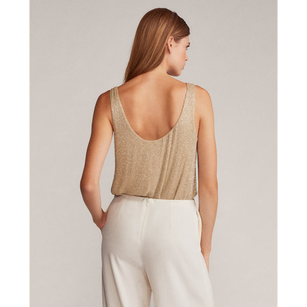 Chy Embellished Silk Tank Ralph Lauren Collection em Beige 5