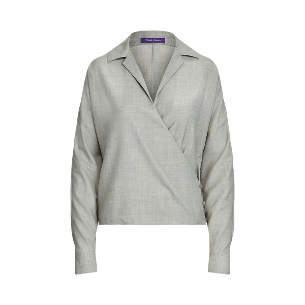 Libby Wool Twill Wrap Blouse Ralph Lauren Collection 1