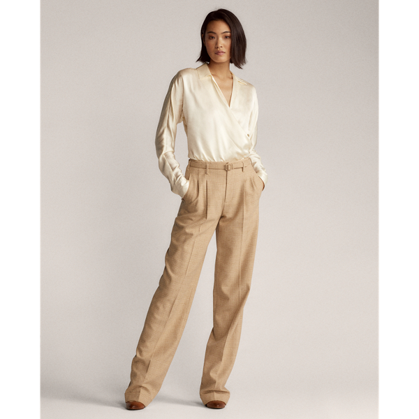 Cream Libby Silk Satin Wrap Blouse Ralph Lauren Collection 4