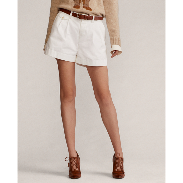 White Michella Cotton Pleated Short Ralph Lauren Collection 4