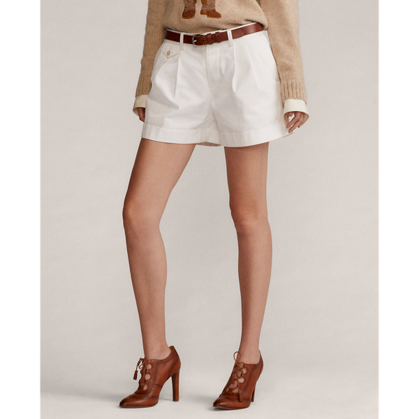 White Michella Cotton Pleated Short Ralph Lauren Collection 5