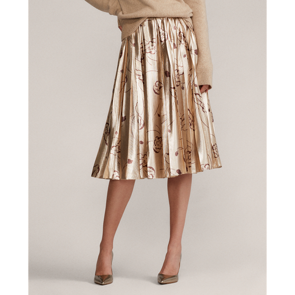 Caramel Cameo Floral-Print Lam&eacute; Skirt Ralph Lauren Collection 4