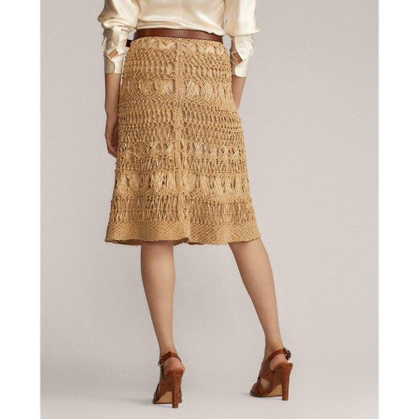 Beige Bryant Leather Macrame Skirt Ralph Lauren Collection 5