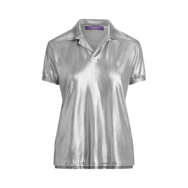 Grey Lacquered Silk Polo Shirt Ralph Lauren Collection 2