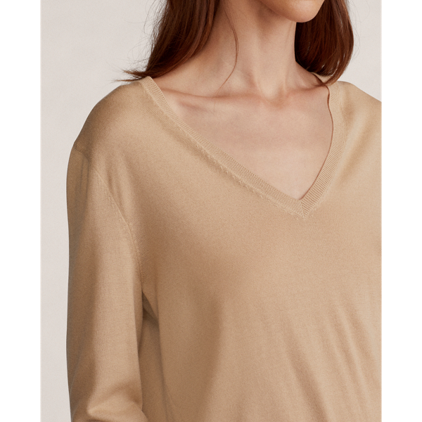 Beige Cashmere V-Neck Jumper Ralph Lauren Collection 6