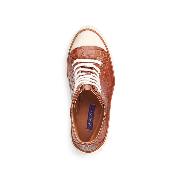 Gold Raelyn Calfskin Trainer Pump Ralph Lauren Collection 4
