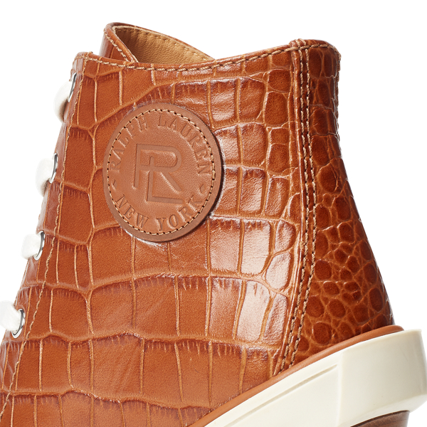 Gold Raelyn Calfskin Trainer Pump Ralph Lauren Collection 5