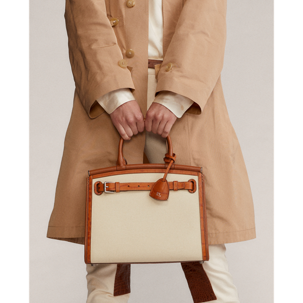 Gold/Cream RL50 Canvas Medium Bag Ralph Lauren Collection 6