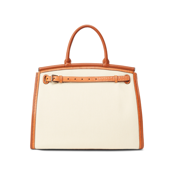 Gold/Cream RL50 Canvas Large Bag Ralph Lauren Collection 3