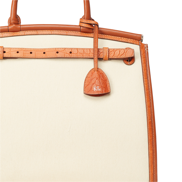 Gold/Cream RL50 Canvas Large Bag Ralph Lauren Collection 5