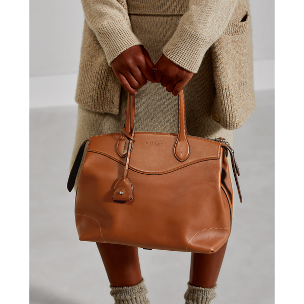 Gold Calfskin Medium Voyager Ralph Lauren Collection 6