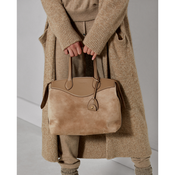 Taupe Suede Medium Voyager Ralph Lauren Collection 6