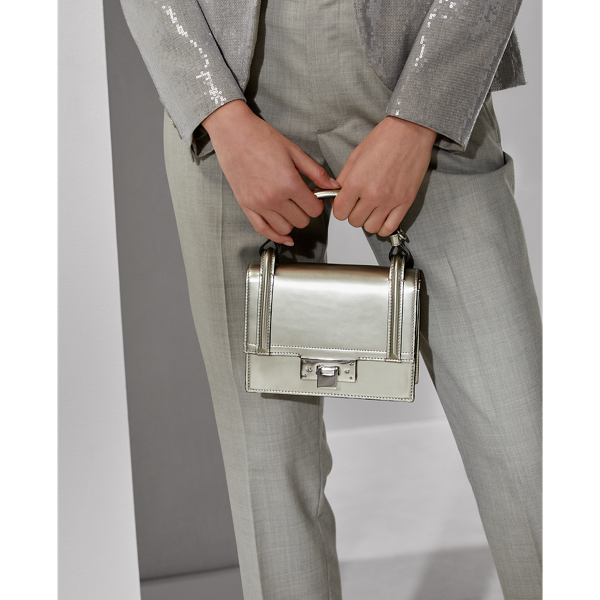 Silver Patent Mini Hinge-Lock Bag Ralph Lauren Collection 6