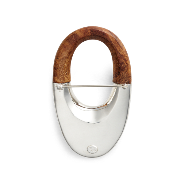 Brosche aus Holz und Silber Ralph Lauren Collection in Silber/Braun 2
