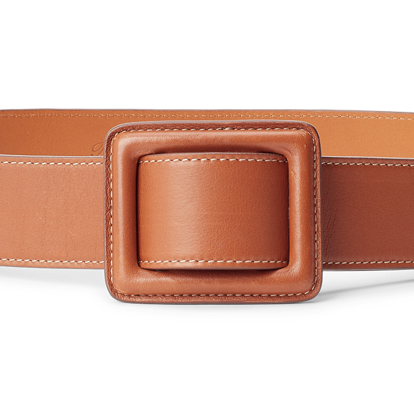 Gold Trench-Buckle Calfskin Belt Ralph Lauren Collection 2