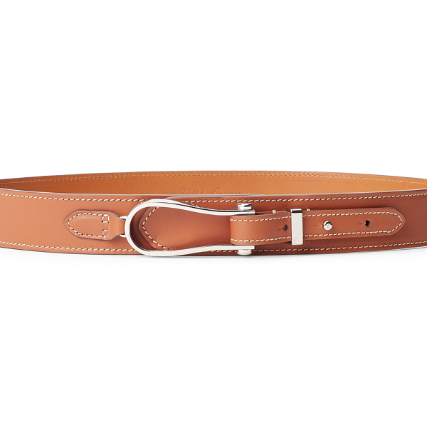 Gold Stirrup-Buckle Calfskin Belt Ralph Lauren Collection 2