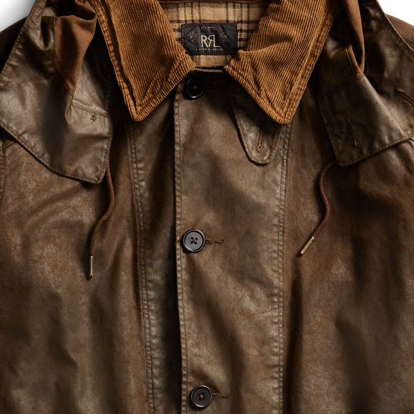 Medium Brown Waxed Cotton Walking Coat RRL 5