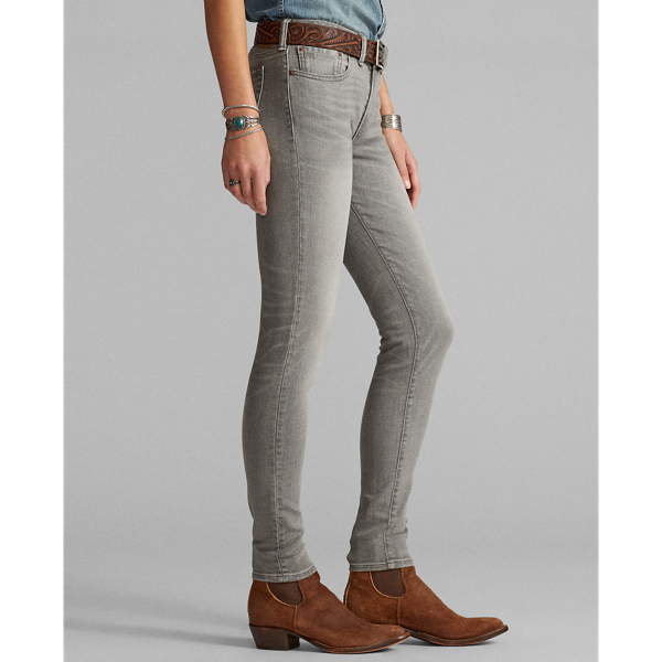 Distressed Grey Wash Stretch Skinny Jeans RRL 4