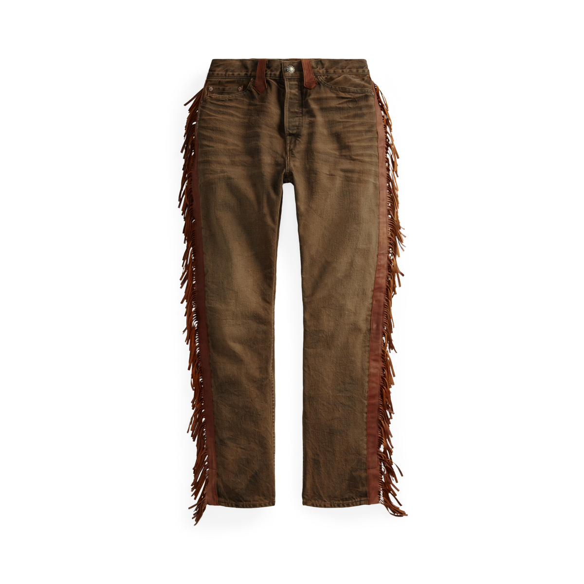 Suede-Fringe Western Straight Jean