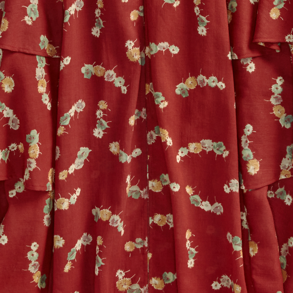 Crimson Multi Floral Ruffled Cotton Dress RRL 7